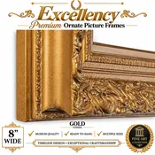 12x36 Ornate Picture Frame - 8-Inch Excellency European Royal Vintage Antique Style Frame