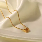 18K Gold Plated Double Circle Necklace