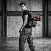 Aaron Leather Goods Canvas & Leather Knife Roll + Travel Backpack Combo