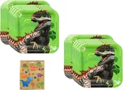 Amscan Jurassic World Dinosaur Birthday Party Supplies Bundle includes Dessert Cake Paper Plates - 16 Count