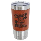 Personalized 20 oz Leatherette Sports Tumbler – Engraved Basketball, Football, Baseball, Softball, Volleyball & Soccer