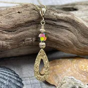 14K Coated Druzy Drop Necklace