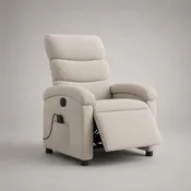 Fauteuil relax électrique inclinable beige à dossier haut en bouclette polyester 78 × 92 × 105 cm