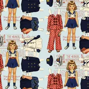 Fabric Riley Blake Blue Navy Scout Paper Doll Sew America by the Quarter Yard CD17344-BLUE
