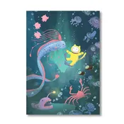 5 x 7 Curious Cat Art Print - Deep Sea