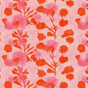 Abstract Florals Rayon - Garden Stems Red on Cream