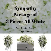 All White Sympathy Package One Casket Cover & Two Sprays