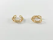 18K Gold Plated Copper CZ Pave Rectangle Link Dainty Ear Cuffs (No Piercing!!) 8pcs