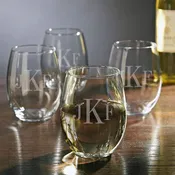 4 personalized stemless wine glasses