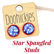 12mm Stars in Red Settings - Patriotic Earrings