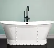 Colton 67-inch Riveted Cast Iron Skirted Double Slipper Bathtub
