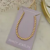 18k Gold Filled Beaded Layering Necklace Waterproof