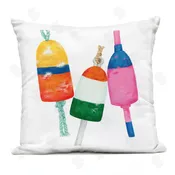 2021 Co. | Vibrant Coastal Buoys over White Throw Pillow