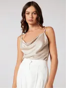 Inner Wear Silk like Satin Camisole Women Pile Collar Outer Wear Sexy Bottoming Swing Collar Short Top