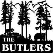 Name Sign Wall Art Bears 3 28x28 - J. Dub's Metalworks