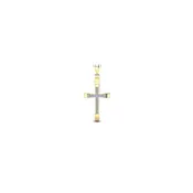 [0.9 inch] Diamond Cross Convex Pendant (14K)