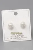 10 MM Swarovski Pearl Gold Dipped Stud Earrings