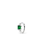 3mm Emerald and Diamond Princess Triangle Hoop (Non-Rotating)
