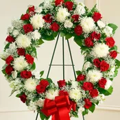 Serene Blessings Standing Wreath - Red & White