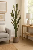 42” Artificial Prickly Pear Cactus in a Woven like Basket – Realistic Faux Indoor Plant for Home, Office, or Patio Décor