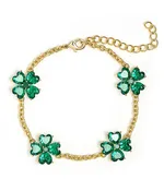 The Catherine Bracelet - Emerald Clover Stone adjustable Bracelet  - 18k Gold Plated-Darby Clark Collection