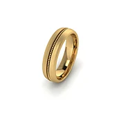 Beaded Center Gold Men's Wedding Band