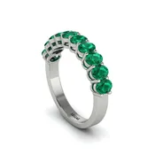 10 Stone Emerald Oval Cut Wedding Band Ring - Harriet No. 6