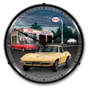 1965 Corvette Sting Ray Esso LED Backlit Clock