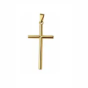 18 Karat Solid Yellow Gold 2mm round Hollow tube Cross