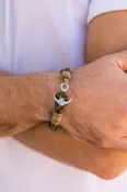 Aadi Green Leather Anchor Bracelet