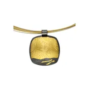 Oxidized Pine Needle Large Square Pendant With Keum Boo