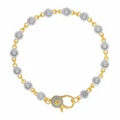 7" Silver Clear CZ Bezel Charm Bar Bracelet