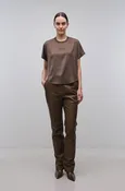 Addy Satin Combo Tee in Dark Olive