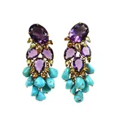 Amethyst and Turquoise Grape Earrings (EDMD-8A)