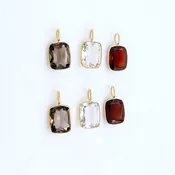 Crystal Quartz 14K Gold Octagon Charm