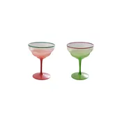 Fluted Stemmed Coupe Glass with Colored Rim