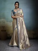 Lavender Embroidered Tissue Banarasi Jacquard Saree