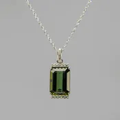 14k White Gold Green Tourmaline (6.24ct.) Pendant