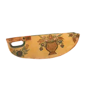 19th C. Norwegian Painted Pine Scutching Knife with Flowers