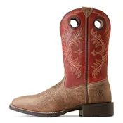 'Ariat' Men's 11" Sport Rodeo Western Square Toe - Crazy Crunch Tan / Orange