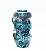 André Thuret Twisted Blue Glass Vase with Red Inclusions