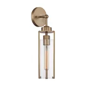 1-Light 4.75 in. Marina Wall Sconce in Burnished Brass with Clear Glass Shade