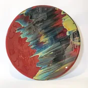 14" Bowl, Petrified Wood,Blue