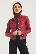 Alexa Burnished Leather Jacket Red- No Fringe