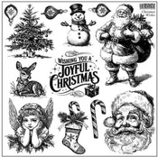 Iron Orchid Designs Christmas Wishes 12x12 Holiday Stamp for Vintage Santa Crafts, Holiday Card Making, Gift Tags Festive Wall Art Projects