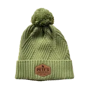 PGB Green Cable Beanie w/Pom — Pete's Garage Bar