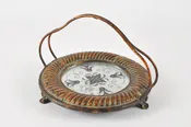 Beautiful Decorative Bronze Mirrored with Decorative Details and Handle-Vintage Home Decor