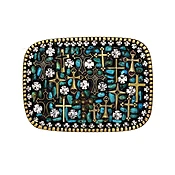 Aqua and Gold Cross Belt Buckle
