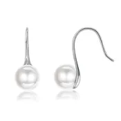 18K White Gold Plated Classic White Fresh Water Pearl Dangle Earrings
