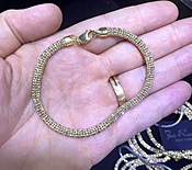 10k Two Tone Gold Diamond Cut Ice Link Bracelet 8.5" 4.6mm